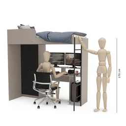 Cama Suspensa Multifuncional com Mesa Gamer 2 Portas Konza  - 11