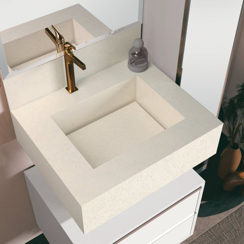 Bancada para Banheiro em Porcelanato 60cm com Cuba Esculpida Max Blu Lavatórios