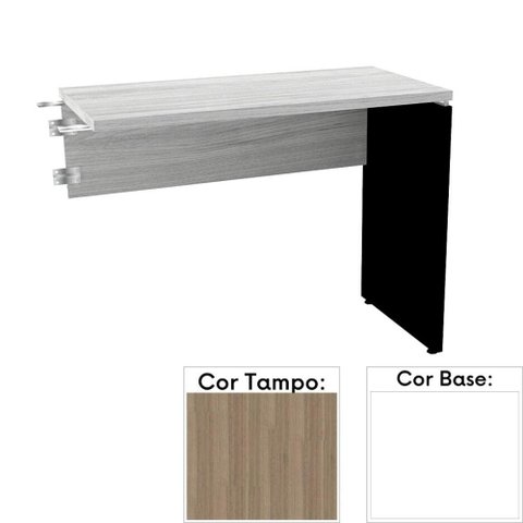 Mesa de Escritório Complemento 90 x 45cm Pé Painel Pe25 em MDP Cor Noce Naturalle e Base Branca
