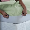 Ver imagem 3 de Kit Conjunto Lençol Solteiro com Fronha 3 Peças Roupa de Cama Box 200 Fios Algodão:verde