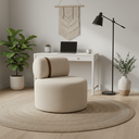 Ver imagem 3 de Poltrona Orgânica Moderna Decorativa para Sala Linho:Linho Bege