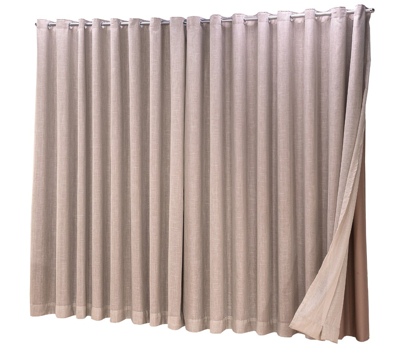 Cortina Blackout com linho 2,80x2,50 Para Varão Duplo:Avelã ...