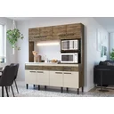 Ver imagem 1 de Cozinha Compacta 8 Portas 1 Gaveta 2 Nichos Luisa Móveis Marrom/Itaúba/Off White