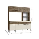 Ver imagem 4 de Cozinha Compacta 8 Portas 1 Gaveta 2 Nichos Luisa Móveis Marrom/Itaúba/Off White