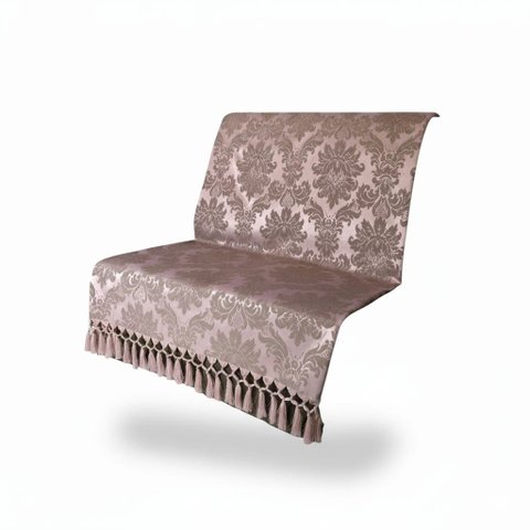 Manta Xale Sofá Poltrona Jacquard Medalhão Rosê Marrom 1,40x1,80 Reversível 2 em 1