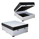 Ver imagem 1 de Cama Box Baú Casal Sintético Branco com Colchão Espuma D33 Marrocos 30cm