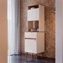 Ver imagem 2 de Kit Armário Multiuso Alabama 2 Portas 1 Gaveta Off White/Freijó – EJ Móveis