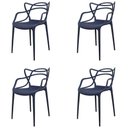Ver imagem 1 de Kit 4 Cadeiras Empilhável Inmetro Aviv Master Allegra Fratini Polipropileno Azul Marin Suporta
