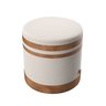 Puf Puff Banqueta Decorativo Linho com Faixas em Couro 43x42:marrom - 5