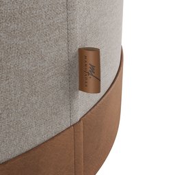 Puf Puff Banqueta Decorativo Linho com Faixas em Couro 43x42:marrom - 6