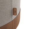 Puf Puff Banqueta Decorativo Linho com Faixas em Couro 43x42:marrom - 6