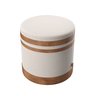 Puf Puff Banqueta Decorativo Linho com Faixas em Couro 43x42:marrom - 3