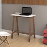 Mesa Compacta Escritório 76cm Base em Madeira - Branco - 1