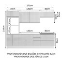 Ver imagem 4 de Armário de Cozinha Completa 100% MDF 270cm Frentes Branco Brilho Acordes Madesa 06