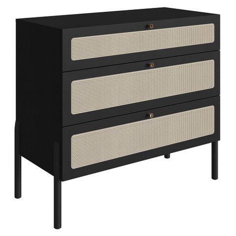 Cômoda para Quarto 3 Gavetas Pés Madeira Arlo A10 Nero/preto - Mpozenato