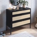 Ver imagem 2 de Cômoda para Quarto 3 Gavetas Pés Madeira Arlo A10 Nero/preto - Mpozenato