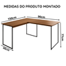 Mesa em L Escrivaninha Industrial de Canto Pé de Ferro em Mdp Max 90x150 - Freijó/preto - 5