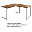 Ver imagem 4 de Mesa em L Escrivaninha Industrial de Canto Pé de Ferro em Mdp Max 90x150 - Freijó/preto