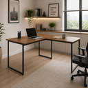 Ver imagem 1 de Mesa em L para Escritório com Espaço para Computador Max 90x150 cm - Freijó