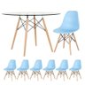Mesa Redonda Eames 120cm + 6 Cadeiras Azul Claro - 1