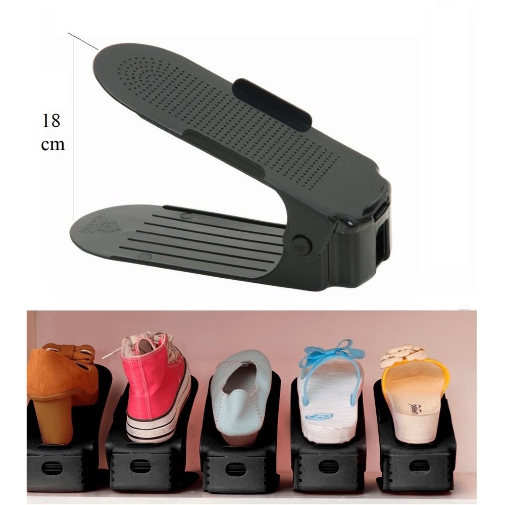 Kit 20 Organizadores de Sapato Preto Brilho com Regulagem de Altura - Bem Útil - 4