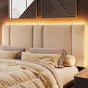 Ver imagem 2 de Cabeceira Modulada Casal Queen 160 Cm com Led Linho Bege Vconcept