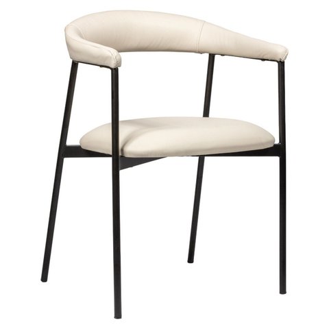 Cadeira de Metal para Sala de Jantar Maya Estofada – Elegante, Confortável e Resistente Preto/Sintético Premium Bege