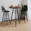 Ver imagem 1 de Conjunto Mesa Bistrô Redonda Estrutura em Ferro Preto com Tampo Amendoa com 2 Banquetas Eames Preta