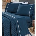 Ver imagem 2 de Kit Cobre Leito Capri Marinho Casal Queen 3 Peças - Bordados Ricardo 3015m