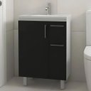Ver imagem 2 de Conjunto Gabinete de Banheiro com Cuba e Espelheira Armário:Branco/Preto