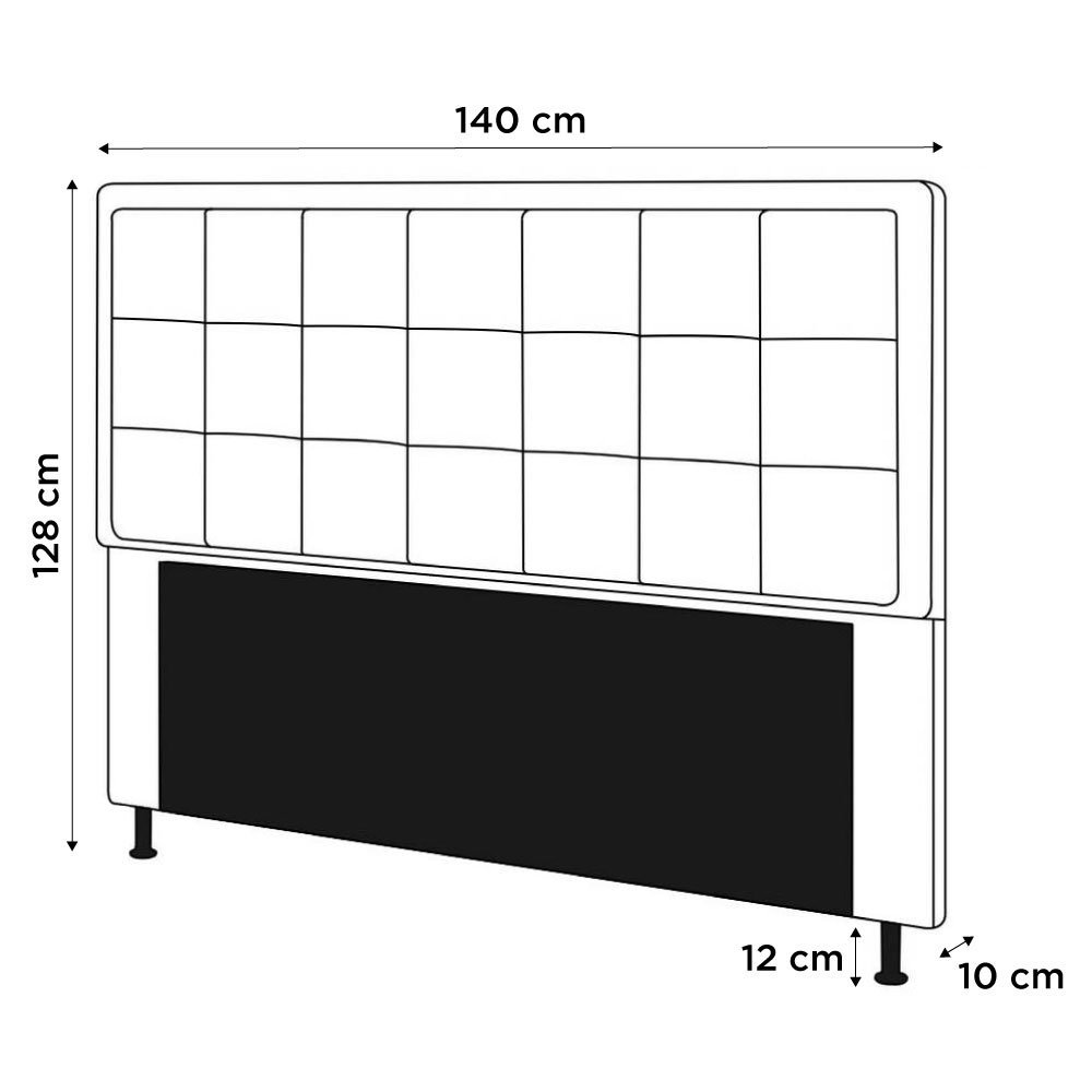 Cabeceira Cama Box Casal Canada 140 Cm Suede MV Estofados Cinza - 3