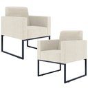 Ver imagem 1 de Kit 2 Poltronas Decorativas Sala e Recepção Base Fixa Metal Helô L02 Linho Champanhe - Lyam