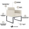 Kit 2 Poltronas Decorativas Sala e Recepção Base Fixa Metal Helô L02 Linho Champanhe - Lyam - 6