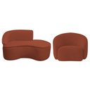 Ver imagem 2 de Kit Divã Recamier Orgânico Marrocos 150cm Lado Direito e 1 Poltronas Amore Bouclé Terracota