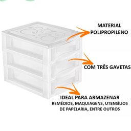 6 Gaveteiros Organizadores de Plástico 3 Gavetas Médio Ordene Salão de Beleza - 9
