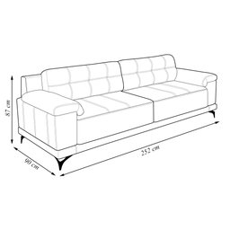 Sofá Living 4 Lugares 252cm Agostino Pés Design em Ferro Couro Bege G52 - Gran Belo - 4