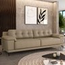 Sofá Living 4 Lugares 252cm Agostino Pés Design em Ferro Couro Bege G52 - Gran Belo - 1