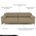 Ver imagem 3 de Sofá Living 4 Lugares 252cm Agostino Pés Design em Ferro Couro Bege G52 - Gran Belo