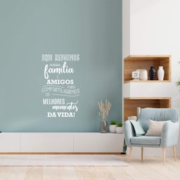 Adesivo Decorativo Parede Frase Aqui Reunimos Nossa Família e Amigos Porta Hall Entrada Kanto Store  - 3