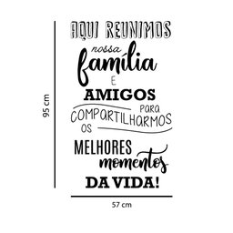 Adesivo Decorativo Parede Frase Aqui Reunimos Nossa Família e Amigos Porta Hall Entrada Kanto Store  - 2