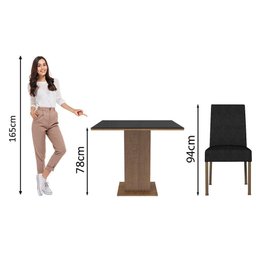 Conjunto Sala de Jantar Mesa Tampo de Vidro 4 Cadeiras Anne Madesa - 4