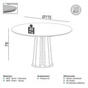 Ver imagem 2 de Mesa Jantar Redonda 115cm e 4 Cadeiras Estofadas em Linho Cor:off White com Freijó e Linho 2019/