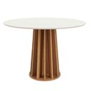 Ver imagem 4 de Mesa Jantar Redonda 115cm e 4 Cadeiras Estofadas em Linho Cor:off White com Freijó e Linho 2019/