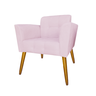 Jogo 2 Poltronas Estofada Decorativa Para Hall de Entrada Melissa Corano Rosa Bebe - DL Decor - 3