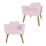 Jogo 2 Poltronas Estofada Decorativa Para Hall de Entrada Melissa Corano Rosa Bebe - DL Decor - 1