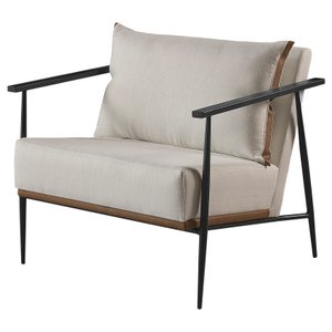 Poltrona em Linho Branco Ferco Agarb Decor