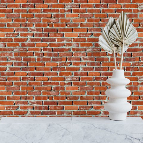 Papel de Parede Adesivo Tijolinho Rústico Avermelhado 12m