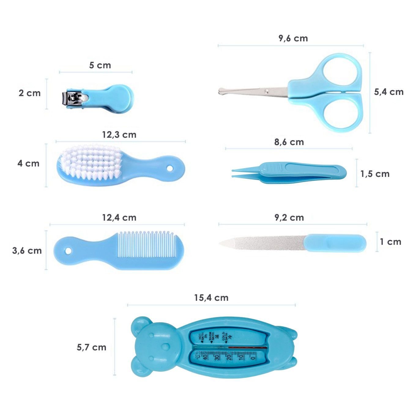Kit Cuidados Higiene Bebe Pente Escova Cortador de Unha Recém Nascidos:azul - 2