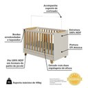 Ver imagem 7 de Quarto de Bebê Berço 4 em 1 e Cômoda 4 Gavetas 1 Porta 100% MDF Levy Yescasa Bege/Amêndoa/Off White