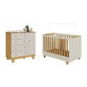 Ver imagem 2 de Quarto de Bebê Berço 4 em 1 e Cômoda 4 Gavetas 1 Porta 100% MDF Levy Yescasa Bege/Amêndoa/Off White